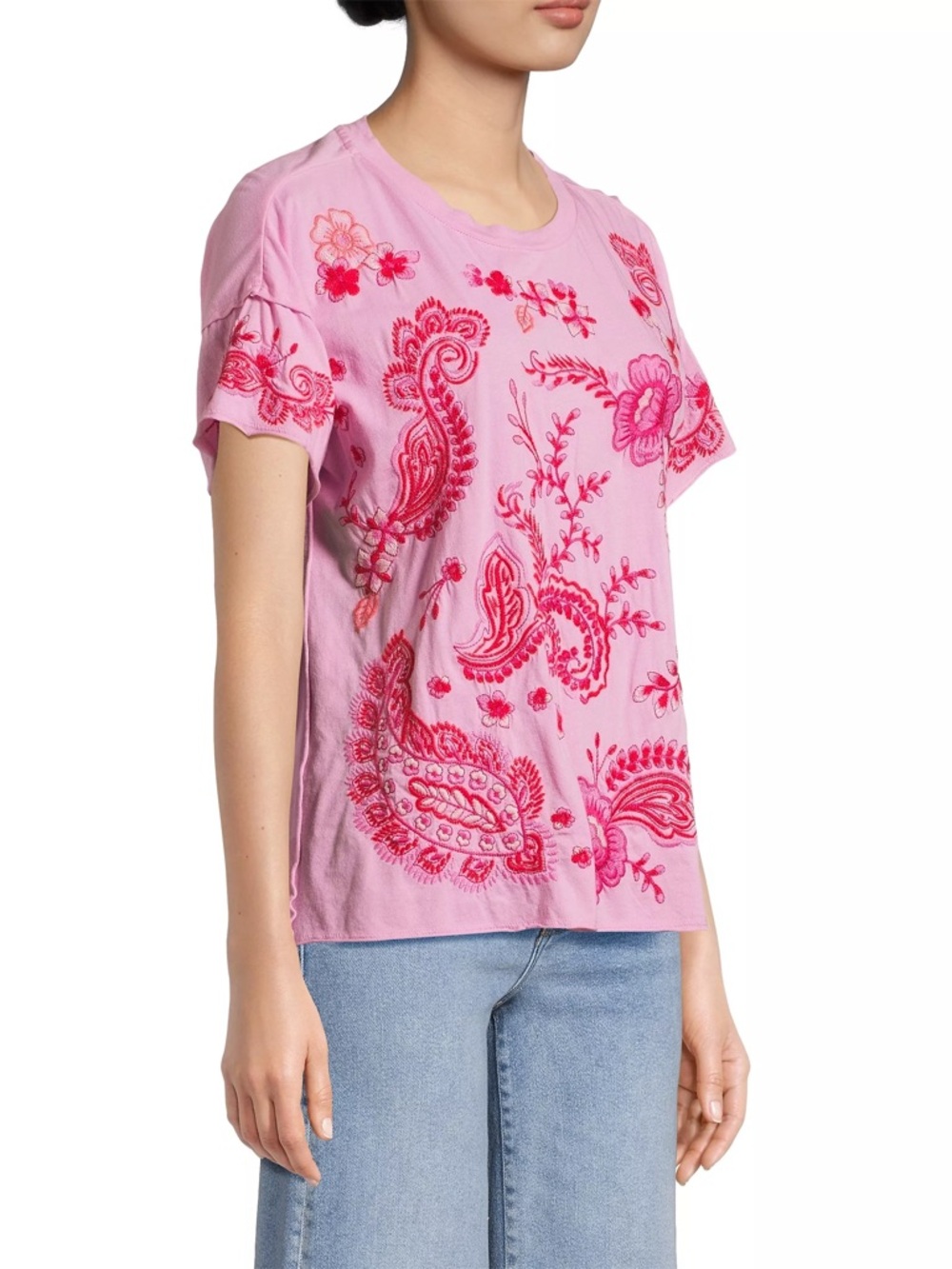 Johnny Was Cassia Raw Detail Swing Tee - Picture 2 of 9